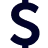 Blue dollar sign symbol on a black background.
