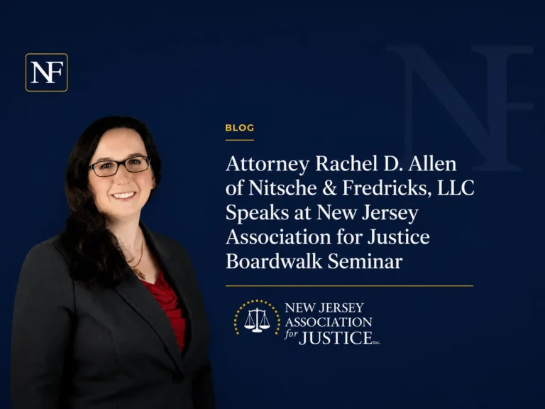 Professional portrait of Attorney Rachel D. Allen with text about her speaking at New Jersey Association for Justice Boardwalk Seminar.