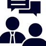Silhouettes of two people against a dark blue background.